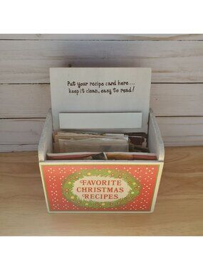 VTG Wooden Recipe Box Christmas Includes Recipes Holiday Kitchen Decor Japan